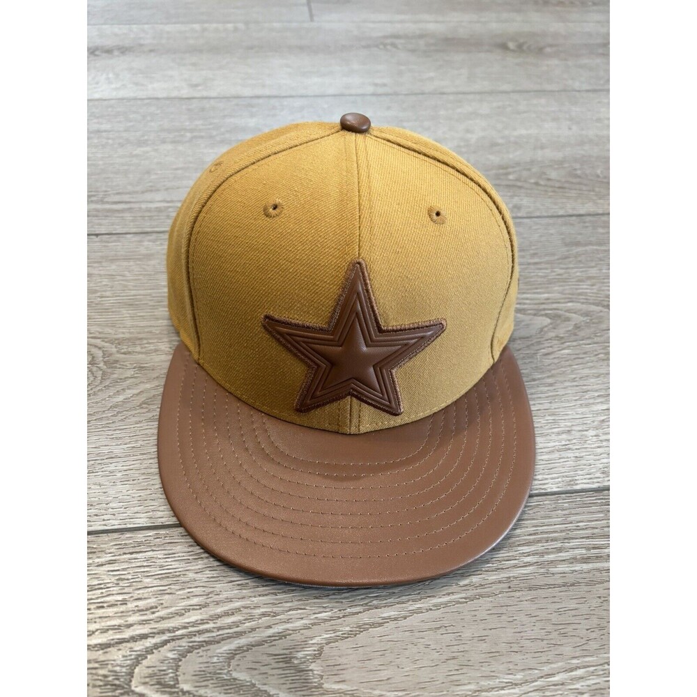 Dallas Cowboys NFL New Era‎ 59Fifty Tan/Brown leather bill Cap Hat Size 7 1/4
